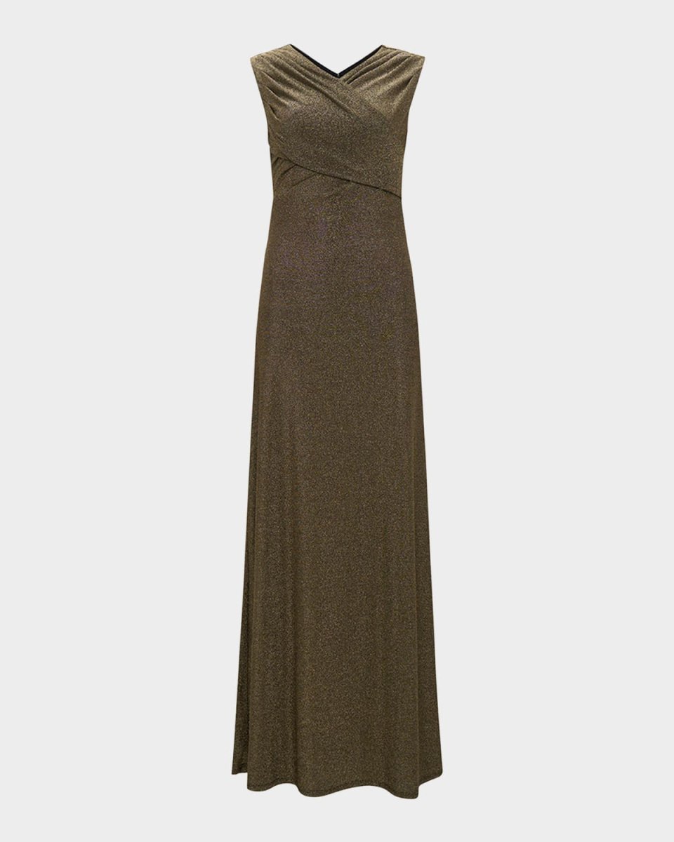 Tomas Sleeveless Ruched Shimmer Gown